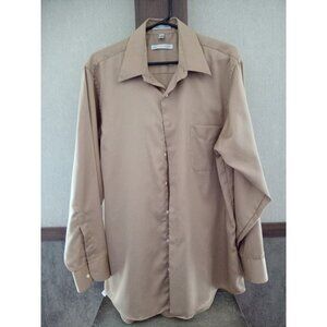 Light Brown Geoffrey Beene Men's Button Down Long Sleeve Dress Shirt